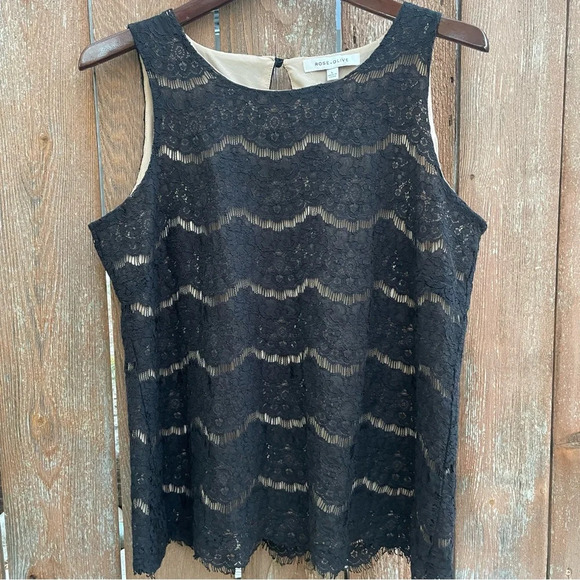 Rose & Olive Tops - ROSE & OLIVE Women’s Sleeveless Black Lacy Shirt Blouse Size Large